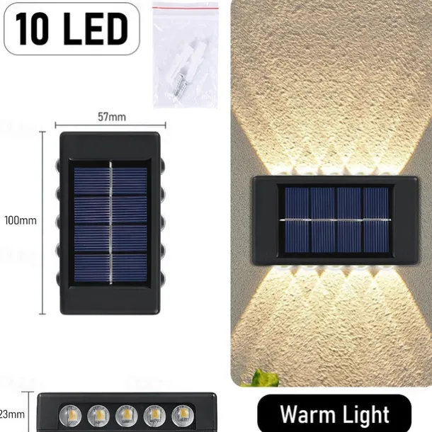 10LEDs Solar Wall Lamp Outdoor Waterproof Solar Lights Up And Down Luminous Lighting For Garden Street Landscape Balcony Outdoor Decor