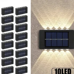 10LEDs Solar Wall Lamp Outdoor Waterproof Solar Lights Up And Down Luminous Lighting For Garden Street Landscape Balcony Outdoor Decor