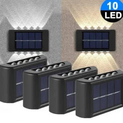 10LEDs Solar Wall Lamp Outdoor Waterproof Solar Lights Up And Down Luminous Lighting For Garden Street Landscape Balcony Outdoor Decor