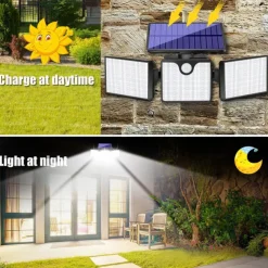 266LEDs Solar Wall Lights Ultra Bright Waterproof Rotatable Motion Sensor Light for Outdoor Porch Yard Wall