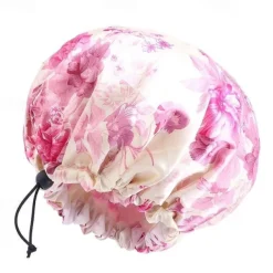 Leopard Print Silk Shower Cap, Double Waterproof Layers Shower Cap, Reusable EVA Hair Caps For Hair Protection, Seven Colors Available, For Men And Women Daily Bath Care