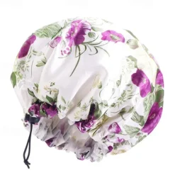 Leopard Print Silk Shower Cap, Double Waterproof Layers Shower Cap, Reusable EVA Hair Caps For Hair Protection, Seven Colors Available, For Men And Women Daily Bath Care