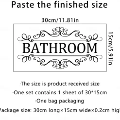 Letter Graphic Wall Sticker, English Logo Bathroom Wall Door Sticker, Removable Wall Decals For Home Bathroom, Home Decor