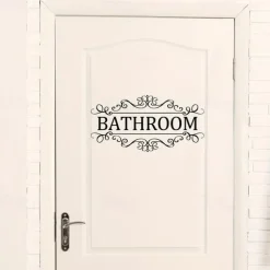 Letter Graphic Wall Sticker, English Logo Bathroom Wall Door Sticker, Removable Wall Decals For Home Bathroom, Home Decor
