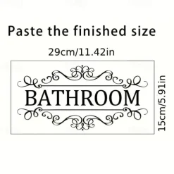 Letter Graphic Wall Sticker, English Logo Bathroom Wall Door Sticker, Removable Wall Decals For Home Bathroom, Home Decor