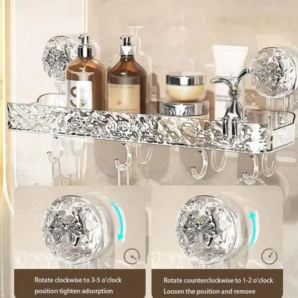 Light luxury Style Punch-Free Storage Rack,Shower Organizer Suction, Suction Cup Shelf, Shower Dispenser Soap Organizer, No-Drilling Shower Caddy - Suction Corner Shower Organizer