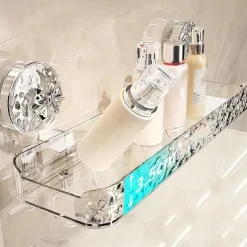 Light luxury Style Punch-Free Storage Rack,Shower Organizer Suction, Suction Cup Shelf, Shower Dispenser Soap Organizer, No-Drilling Shower Caddy - Suction Corner Shower Organizer