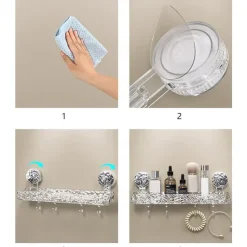 Light luxury Style Punch-Free Storage Rack,Shower Organizer Suction, Suction Cup Shelf, Shower Dispenser Soap Organizer, No-Drilling Shower Caddy - Suction Corner Shower Organizer