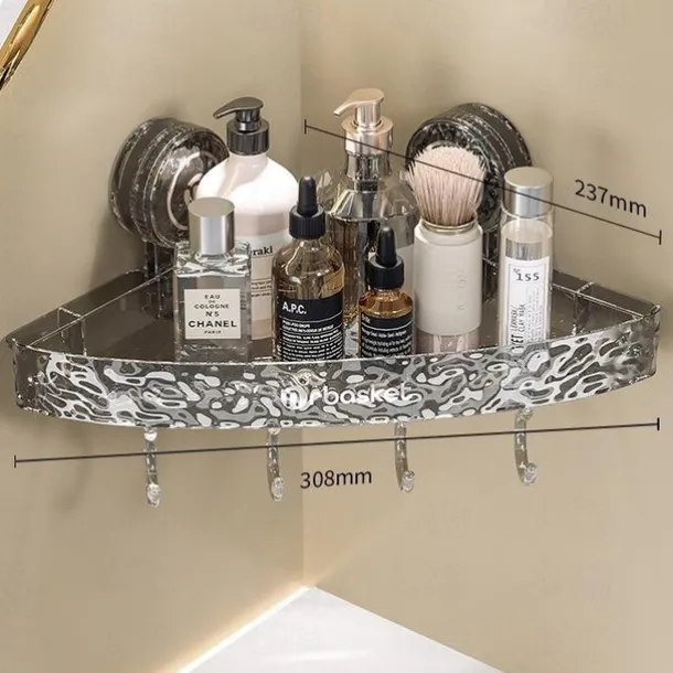 Light luxury Style Punch-Free Storage Rack,Shower Organizer Suction, Suction Cup Shelf, Shower Dispenser Soap Organizer, No-Drilling Shower Caddy - Suction Corner Shower Organizer