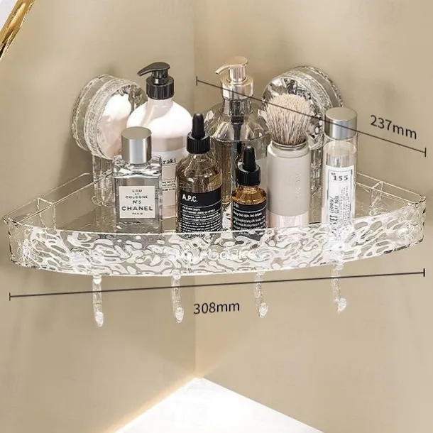 Light luxury Style Punch-Free Storage Rack,Shower Organizer Suction, Suction Cup Shelf, Shower Dispenser Soap Organizer, No-Drilling Shower Caddy - Suction Corner Shower Organizer