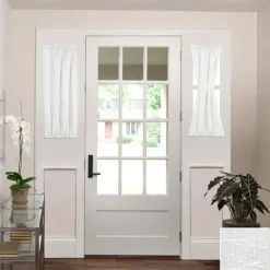 Linen French Door Curtains Privacy Light Reducing Door Curtain with Tieback Rod Pocket Curtain 1 Panel for Glass Door Feature Open Weave Textured