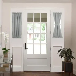 Linen French Door Curtains Privacy Light Reducing Door Curtain with Tieback Rod Pocket Curtain 1 Panel for Glass Door Feature Open Weave Textured