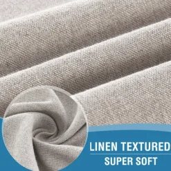 Linen Window Cover French Glass Door Curtain Blackout Tie Up Roman Shades Self Stick Thermal Insulated Tricia Light Block Room Darkening Privacy Blinds, 1 Panel