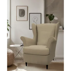 Linen Wingback Chair Cover with Armrest Cover Machine Washable Dryable STANDcover LITB PRIME cover