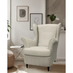 Linen Wingback Chair Cover with Armrest Cover Machine Washable Dryable STANDcover LITB PRIME cover