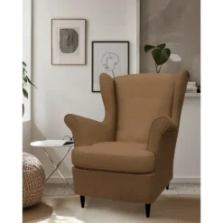 Linen Wingback Chair Cover with Armrest Cover Machine Washable Dryable STANDcover LITB PRIME cover