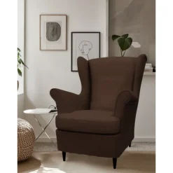 Linen Wingback Chair Cover with Armrest Cover Machine Washable Dryable STANDcover LITB PRIME cover