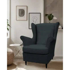 Linen Wingback Chair Cover with Armrest Cover Machine Washable Dryable STANDcover LITB PRIME cover