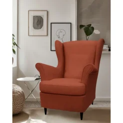 Linen Wingback Chair Cover with Armrest Cover Machine Washable Dryable STANDcover LITB PRIME cover