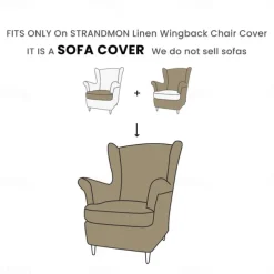 Linen Wingback Chair Cover with Armrest Cover Machine Washable Dryable STANDcover LITB PRIME cover