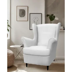 Linen Wingback Chair Cover with Armrest Cover Machine Washable Dryable STANDcover LITB PRIME cover