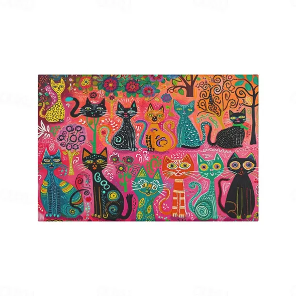 Linens Dining Table Placemats Doodle Art Cat Series Waterproof Oil Proof and Insulated Household Dining Table Mats Heat Resistant Waterproof Oil Proof and Insulated Household Dining Table Mats for Kitchen Coffee Center Table Side Party 1PC