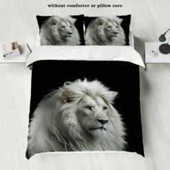 Lion Duvet Cover Set - Includes Duvet Cover and Pillowcases - Majestic Lion Design - Soft and Comfortable Fabric - Perfect for Adding a Bold and Regal Touch to Your Bedroom Decor