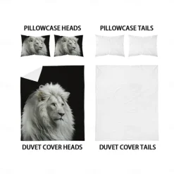 Lion Duvet Cover Set - Includes Duvet Cover and Pillowcases - Majestic Lion Design - Soft and Comfortable Fabric - Perfect for Adding a Bold and Regal Touch to Your Bedroom Decor