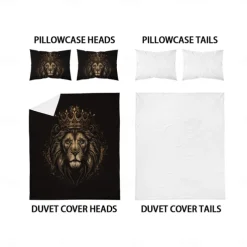 Lion Duvet Cover Set - Includes Duvet Cover and Pillowcases - Majestic Lion Design - Soft and Comfortable Fabric - Perfect for Adding a Bold and Regal Touch to Your Bedroom Decor