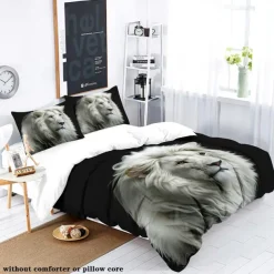 Lion Duvet Cover Set - Includes Duvet Cover and Pillowcases - Majestic Lion Design - Soft and Comfortable Fabric - Perfect for Adding a Bold and Regal Touch to Your Bedroom Decor