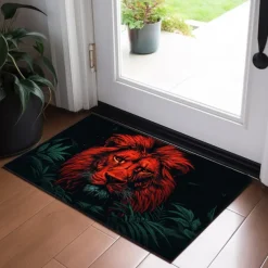 Lion Head Doormat Kitchen Mat Floor Mat Non-Slip Area Rug Oil Proof Rug Indoor Outdoor Mat Bedroom Decor Bathroom Mat Entrance Rug