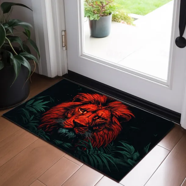 Lion Head Doormat Kitchen Mat Floor Mat Non-Slip Area Rug Oil Proof Rug Indoor Outdoor Mat Bedroom Decor Bathroom Mat Entrance Rug