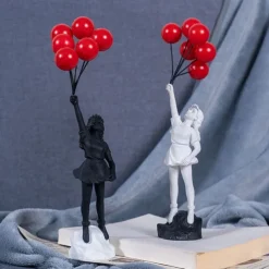 Little Girl Statue With Balloon - Modern Art Sculpture For Home Decor, Resin Figure Sculpture Crafts Ornaments, Living Room TV Cabinet Bookshelf Collectible Decor, Home Decor,Christmas Gift