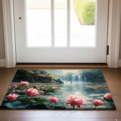 Lotus Pound Doormat Non-Slip Oil Proof Rug Indoor Outdoor Mat Bedroom Decor Bathroom Mat Entrance Rug Door Mat