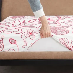 Love Heart Pattern Fitted Sheet Set 100% Cotton Ultra Soft Breathable Silky Bed Sheets Deep Pocket Bedding Sheets 3 Piece Queen King Size