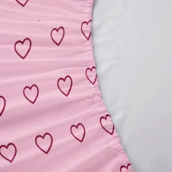 Love Heart Pattern Fitted Sheet Set 100% Cotton Ultra Soft Breathable Silky Bed Sheets Deep Pocket Bedding Sheets 3 Piece Queen King Size
