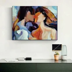 Lovers Oil painting handmade Hugging Couple lovers oil painting - Hand Painted Impressionist Paris Lovers Oil Painting On Canvas Palette Knife Art oil paintings best gift for living room artwork