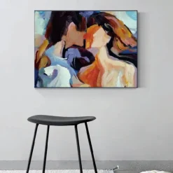 Lovers Oil painting handmade Hugging Couple lovers oil painting - Hand Painted Impressionist Paris Lovers Oil Painting On Canvas Palette Knife Art oil paintings best gift for living room artwork