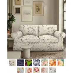 Loveseat 2 Seat Sofa Cover Floral Slipcover Tailored Fit 100% Cotton Soft and Durable Machine Washable for Easy Care LITB PRIME cover Ektcover