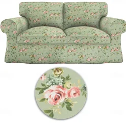 Loveseat 2 Seat Sofa Cover Floral Slipcover Tailored Fit 100% Cotton Soft and Durable Machine Washable for Easy Care LITB PRIME cover Ektcover