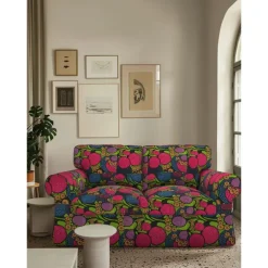 Loveseat 2 Seat Sofa Cover Floral Slipcover Tailored Fit 100% Cotton Soft and Durable Machine Washable for Easy Care LITB PRIME cover Ektcover