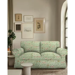 Loveseat 2 Seat Sofa Cover Floral Slipcover Tailored Fit 100% Cotton Soft and Durable Machine Washable for Easy Care LITB PRIME cover Ektcover