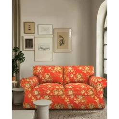 Loveseat 2 Seat Sofa Cover Floral Slipcover Tailored Fit 100% Cotton Soft and Durable Machine Washable for Easy Care LITB PRIME cover Ektcover