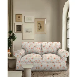 Loveseat 2 Seat Sofa Cover Floral Slipcover Tailored Fit 100% Cotton Soft and Durable Machine Washable for Easy Care LITB PRIME cover Ektcover