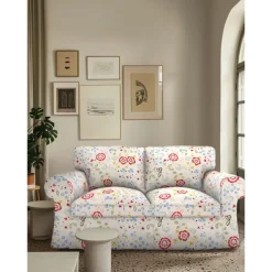 Loveseat 2 Seat Sofa Cover Floral Slipcover Tailored Fit 100% Cotton Soft and Durable Machine Washable for Easy Care LITB PRIME cover Ektcover