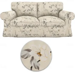 Loveseat 2 Seat Sofa Cover Floral Slipcover Tailored Fit 100% Cotton Soft and Durable Machine Washable for Easy Care LITB PRIME cover Ektcover