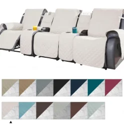 Loveseat 3 Seater Recliner Covers with Console, Burgundy Sofa Cover Couch Towel Mat for 2 or 3 Seater Recliner, Non-Slip Reclining Slipcover for Pet with Elastic Straps