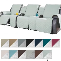 Loveseat 3 Seater Recliner Covers with Console, Burgundy Sofa Cover Couch Towel Mat for 2 or 3 Seater Recliner, Non-Slip Reclining Slipcover for Pet with Elastic Straps