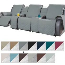 Loveseat 3 Seater Recliner Covers with Console, Burgundy Sofa Cover Couch Towel Mat for 2 or 3 Seater Recliner, Non-Slip Reclining Slipcover for Pet with Elastic Straps