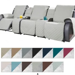 Loveseat 3 Seater Recliner Covers with Console, Burgundy Sofa Cover Couch Towel Mat for 2 or 3 Seater Recliner, Non-Slip Reclining Slipcover for Pet with Elastic Straps